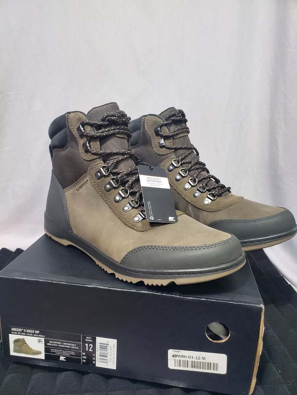 Sorel Ankeny II Hiker WP Waterproof Insulated Boots Men's Size 12 Major Wet Sand